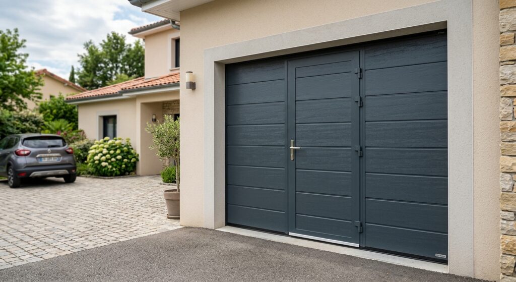 Porte de garage sectionnelle avec portillon